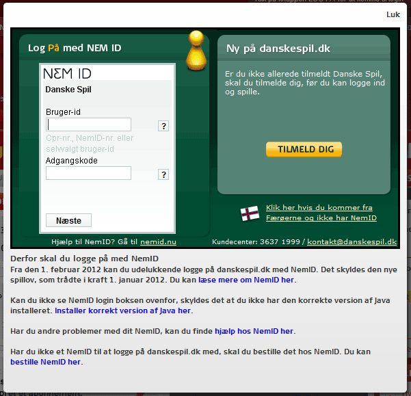 Log på Danske Spil Log på Danske Spil